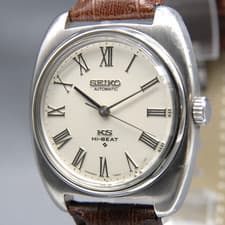Overhauled [EXC+5] Vintage KING SEIKO 5621-7000 35mm Roman Silver AT Men's Watch