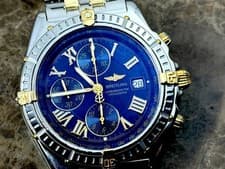 Breitling Crosswind 18k Gold / Steel Chronograph 43mm Automatic Blue Dial Box