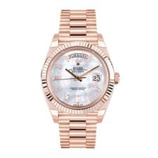 Rolex Day-Date 40 Watch 40MM Mother of Pearl Diamond Baguette Index Markers D...
