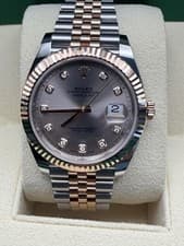 rolex datejust 41mm  slate diamond dial two tone jubilee 126331