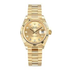 Rolex Datejust 28 Watch 28MM Champagne Diamond Index Markers Dial Yellow Gold