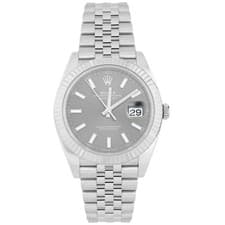 Rolex Datejust 41 Stainless Steel Gray Dial Fluted Jubilee 41mm 126334 Full Set
