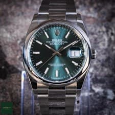Rolex Datejust 36MM 126200 Mint Green Dial Oyster Steel 2026 Warranty Full Set