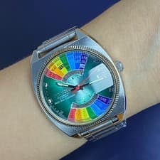 RARE Orient Multiyear Automatic EV04-C0 CA Green Dial Rainbow Day Date Watch Men