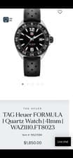 TAG Heuer Formula 1 Quartz 41mm Black Dial Rubber Strap Date Water-Resistant