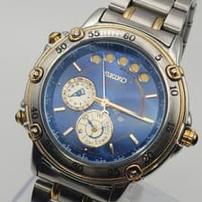 SEIKO Yacht Timer Chronograph 6M37-6000 Blue Quartz Junk Watch