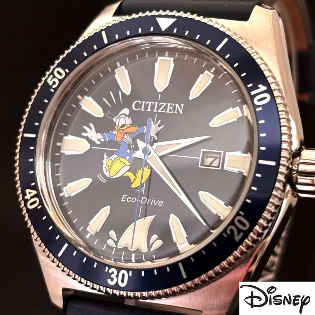 CITIZEN Disney Donald Duck Eco Drive Watch Blue Dial 42mm 100M Unisex