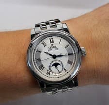 💥Ltd. Edition GEVRIL Automatic TRIPLE DATE MOONPHASE Watch FULL SET 38mm R007