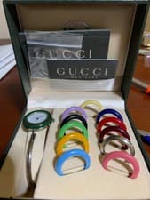 Used Gucci Change Bezel 11/12.2 12 Colors Silver Vintage From JAPAN VG NO RETURN