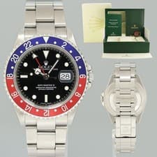 2005 MINT Rolex GMT-Master II Pepsi 40mm Steel 16710 NO HOLES Black Watch Box