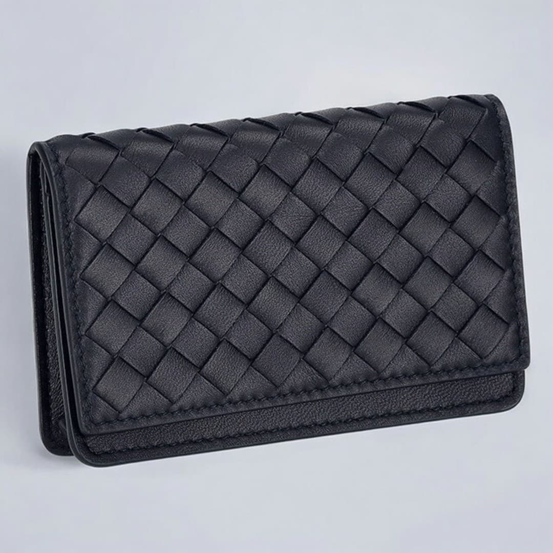 Bottega Veneta Leather Wallet Navy New From Japan
