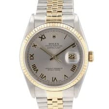 Rolex Datejust 16233 36mm Grey Roman Two-Tone 18KY Steel Automatic Watch YR:2000