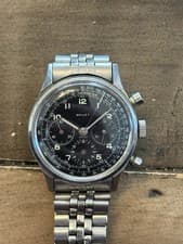Vintage 1960s Gallet Chronograph Excelsior Park 40-68 Black Telemeter Dial 37mm