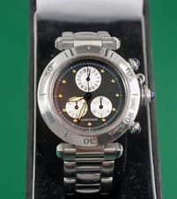 Cartier Pasha 36mm Stainless Steel Date Chronograph Watch With Band