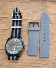 Shinola The Brakeman Black PVD 46mm Quartz Black Dial w One Piece Strap + Rubber