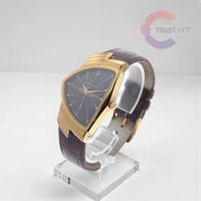 Hamilton Ventura H244410 Quartz Black Dial Leather Strap 32mm Men's Watch Japan