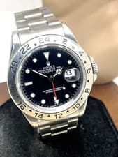 Rolex Men's Watch Explorer II 16570 GMT Swiss Automatic Black Dial Silver Steel