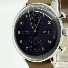 JUNGHANS Max Bill Chronoscope 01426 027/4501.01 Black AT Men's Watch Authentic