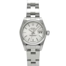 ROLEX Oyster Perpetual Date 79160 Silver Ladies Used Watch #31931