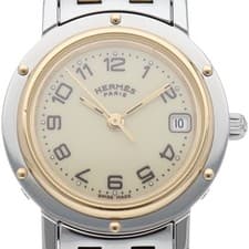 HERMES clipper ladies watch CL4.220 Gold Plated/Stainless Steel WomenWatch I...