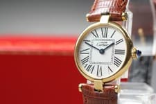 Cartier Must Vendome Vermeil 925 Quartz 24mm Ladies Watch Roman Dial Box Working