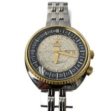 ORIENT automatic wristwatch analog BLK SLV SS F692-UAS0 world map