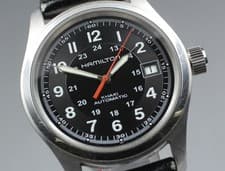 [Near MINT] Hamilton Khaki Field H704450 Black Dial Date 38mm AT Men's Watch