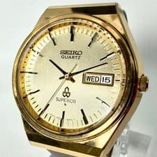 SEIKO Superior 48838001 Vintage Wristwatch Quartz Gold Dial Mens Watch