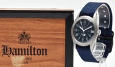 【EXC+5 w/BOX】Hamilton Khaki 9365 Military Field Watch 33mm Quartz Navy Dial Mens