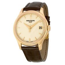 Patek Philippe Calatrava Mechanical Ivory Dial Leather Men's Watch 5227R-001