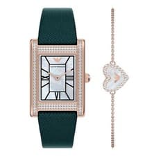 Armani Genni Mother of Pearl Square Bracelet Set Women's Leather Watch 154657775