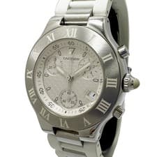 Cartier Must 21 Chronoscaph men s chronograph quartz QZ date white dial W10184U2
