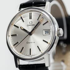 Vintage 1972 *NEAR MINT* OMEGA Geneve Cal.613 Automatic Date Silver 35mm Men's