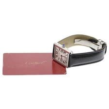 CARTIER TANK SOLO LM WSTA0028 27mm SS Leather Silver Dial Quartz #C317