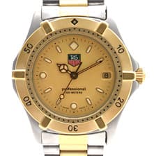 TAG Heuer 2000 Professional WE1220-R Quartz Men's Watch Gold Dial Date 34mm