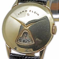 Lord Elgin Chevron Jump Hour Direct Read Vintage 1950's Men's Watch 31mm Gold