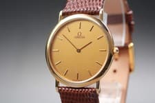 *Near MINT* Vintage OMEGA De Ville Cal.1378 Gold 32mm Men's Quartz Watch JAPAN