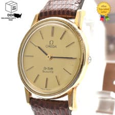 [ Exc+4 ] OMEGA De Ville Cal.1350 Gold Dial 20mm Push Crown Quartz Women's Watch