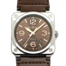 BELL&ROSS WATCH BR03A-GH-ST/SCA SUNRAY MARRON BROWN GOLDEN HERITAGE AUTOMATIC SS