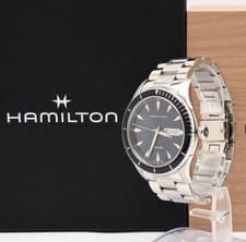 [N MINT /Box] HAMILTON Jazzmaster Seaview H375511 Blue 42mm Qz Men's Watch JAPAN