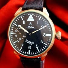 Vintage Swiss Watch Alpina Chronograph Marriage Men's Wristwatch Black Dial