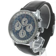BREITLING NAVITIMER 1461 A38022 41mm SS Leather Navy Dial Chronograph #C256