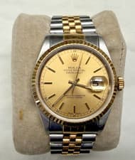 Rolex 36mm Datejust 18k SS 16233 Jubilee Bracelet Wristwatch