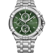Maurice Lacroix AIKON AI1018-SS002-630-1 Steel 44mm Green Dial Chronograph NWT