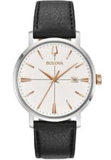 Bulova Classic Men's Quartz Watch 98B254 Black Leather, White Dial