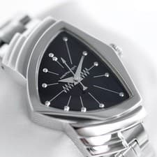 Hamilton Ventura Quartz H242111 Silver Case Black Dial