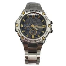 CASIO Solar watch G-SHOCK Analog Stainless steel BLK SLV