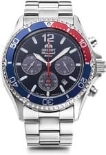 ORIENT Mako RN-TX0201L Chronograph Solar Watch Pepsi Bezel Blue Dial 42.8mm