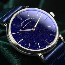 A. Lange & Sohne Saxonia Thin Blue Dial White Gold MINT COMPLETE SET 205.086