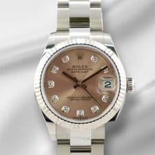 Rolex 31mm Datejust Steel White Gold Diamond Pink Dial Watch 278274